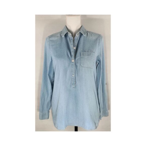 J. Jill Tops - J. Jill 100% cotton Long Sleeve Light Blue Denim Buttoned Shirt Size M